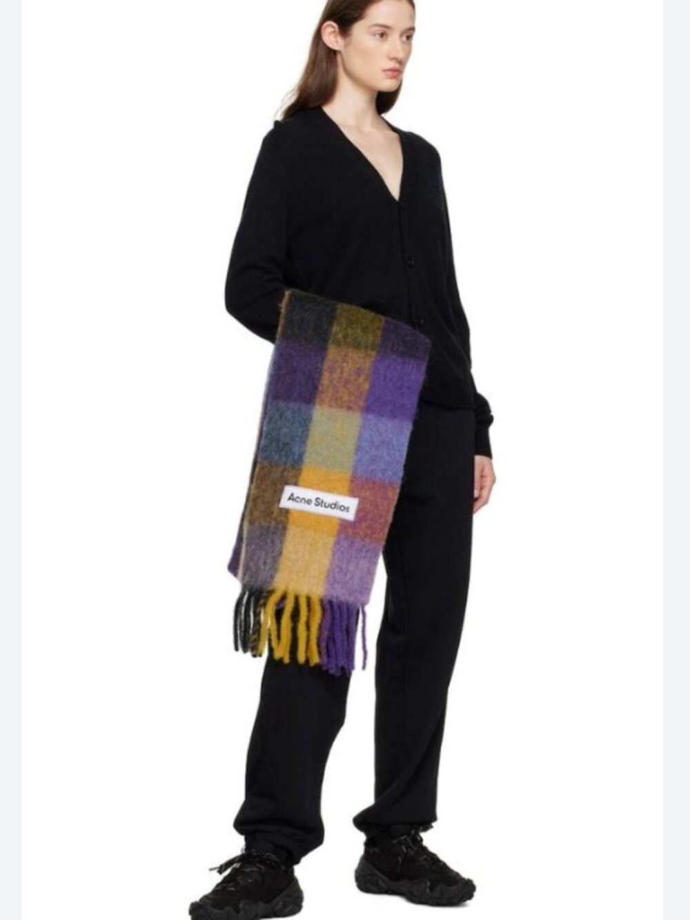 Acne Studios Purple/Yellow Mohair Checked Scarf